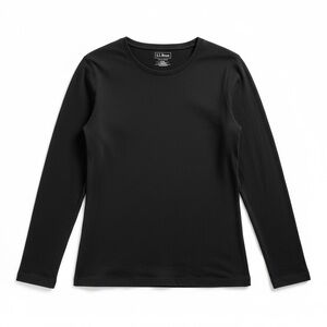 L.L. Bean Women’s M 100% Cotton Long Sleeve Crewneck T-Shirt Black Classic Fit